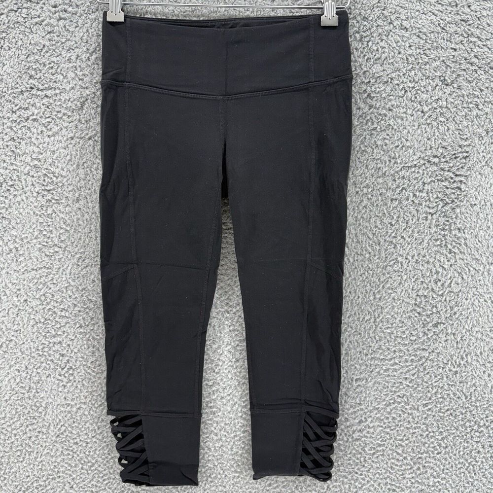 Athleta Womens‎ Capri Leggings Size XS Black Athletic Outdoors Cutout Calves